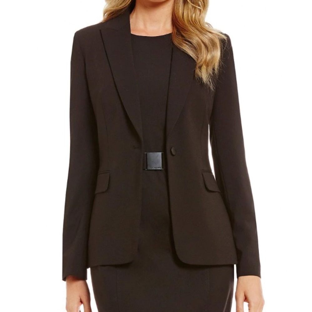 CALVIN KLEIN Black Blazer Jacket Size 4